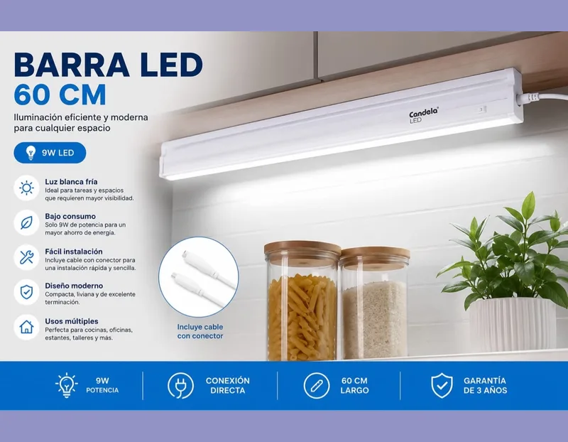 barra LED blanca 60 cm