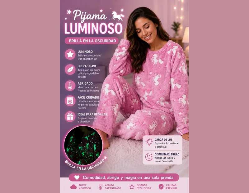 Pijama luminoso rosa